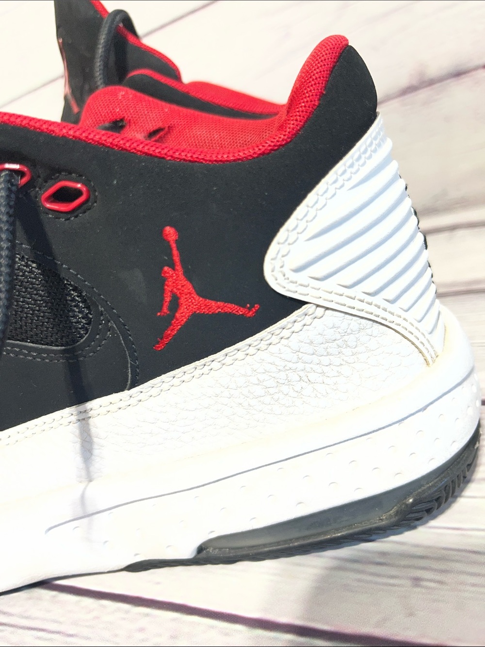 Kids Black/White/Red Basketball Sneakers - Jordan Style - Picture 3 of 7